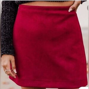 Red Suede Mini Skirt